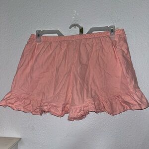 Pink peachy coral Ruffle Hem pajama shorts